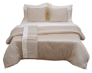 Παπλωματοθήκη Με Φάσα Υπέρδιπλη 220x240 Luxury Bicolour Beige/Ivory Παπλωματοθήκη Με Φάσα Υπέρδιπλη 220x240 Luxury Bicolour Beige/Ivory