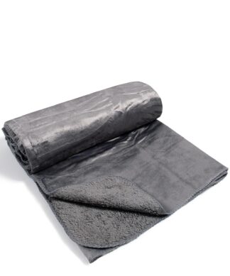 Κουβέρτα velvet fleece με sherpa (170cm x 220cm) γκρί