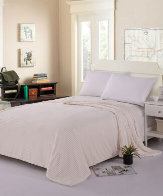 Κουβέρτα fleece με sherpa (100cm x 150cm) κοτλέ ivory
