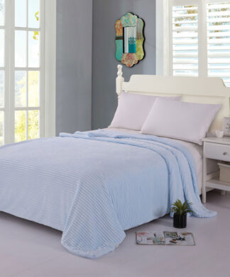 Κουβέρτα fleece με sherpa (220cm x 240cm) κοτλέ σιέλ