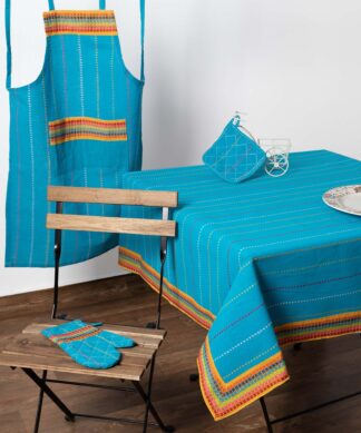 Τραπεζομάντηλα (140cm x 240cm) moda ριγέ σιέλ Τραπεζομάντηλα (140cm x 240cm) moda ριγέ σιέλ