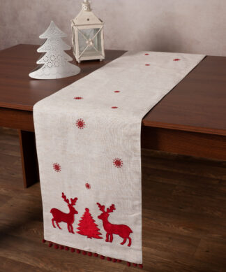Χριστουγεννιάτικη τραβέρσα NW345 (35cm x 175cm) άμμου Χριστουγεννιάτικη τραβέρσα NW345 (35cm x 175cm) άμμου