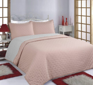 Κουβερλί σετ (220cm x 240cm +2x50cm x 70cm) PON-PON pink/grey Κουβερλί σετ (220cm x 240cm +2x50cm x 70cm) PON-PON pink/grey